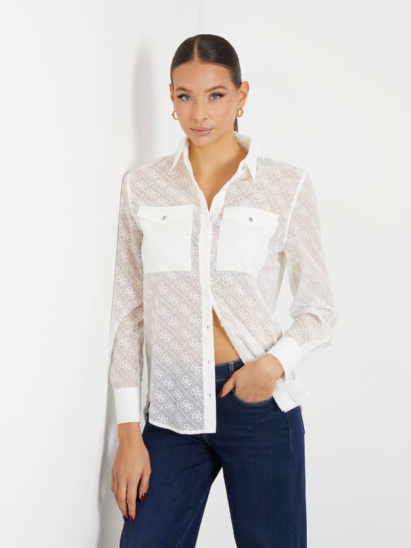 GUESS Blouse Met Geborduurd 4G-Logo