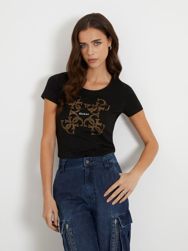 GUESS T-Shirt En Stretch Avec Logo Sur Le Devant