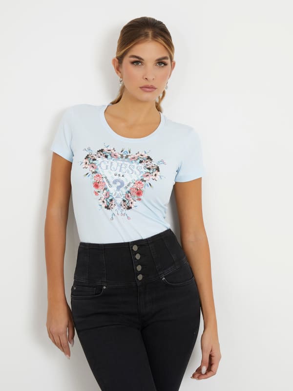 GUESS T-Shirt Met Bloemlogo