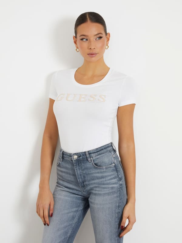 GUESS Stretch T-Shirt Met Logo Op De Voorkant