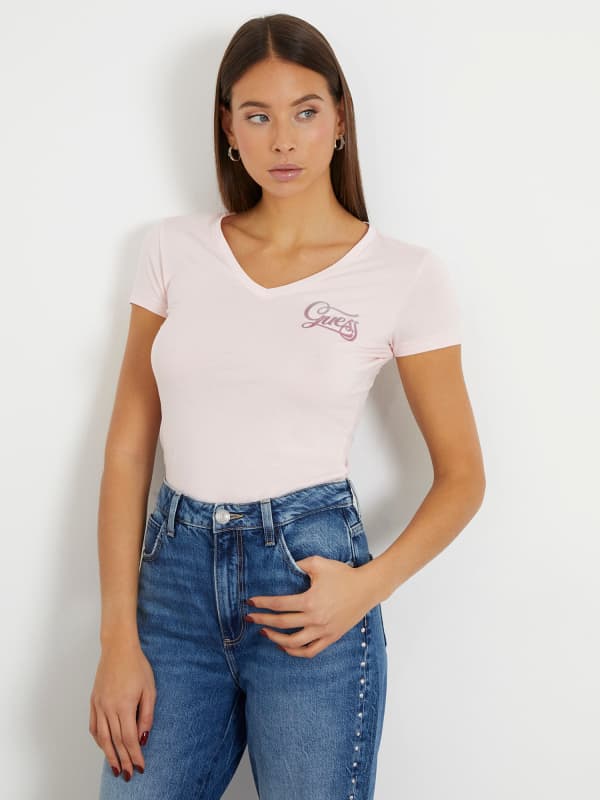 GUESS Stretch T-Shirt Met Logo Op De Voorkant