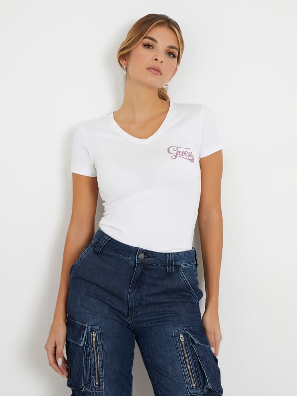 GUESS Stretch T-Shirt Met Logo Op De Voorkant