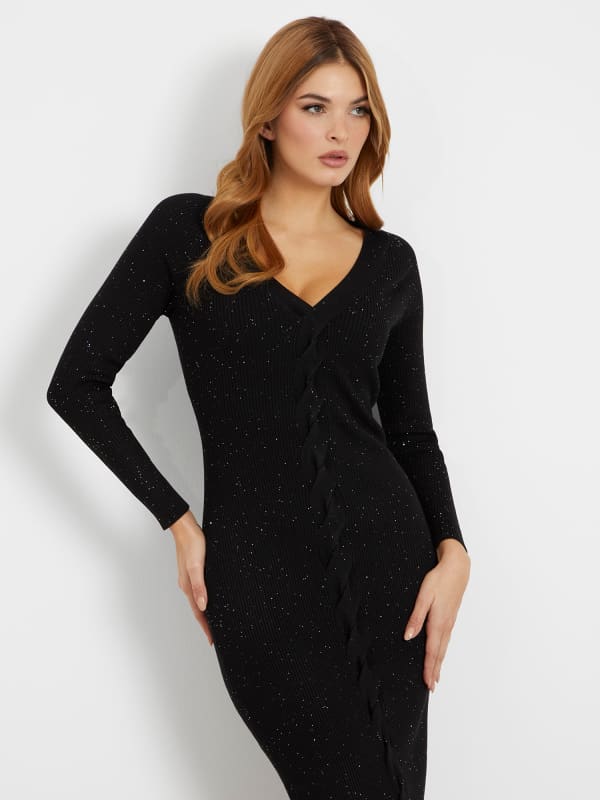 GUESS Robe En Maille Mi-Longue Avec Micro Sequins