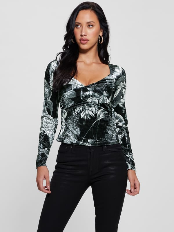 GUESS Top Estampado Floral Terciopelo