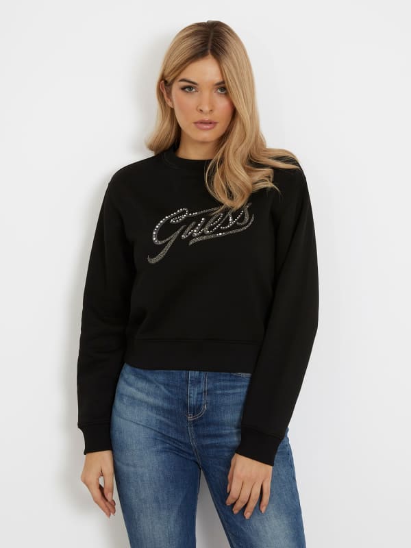 GUESS Felpa Con Logo Frontale Con Strass