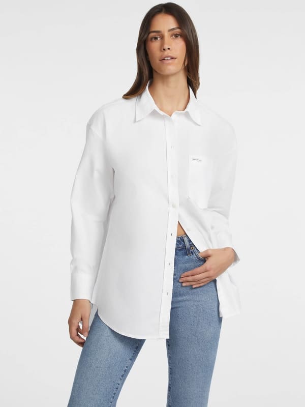GUESS Oversized Long-Sleeve Pocket Shirt