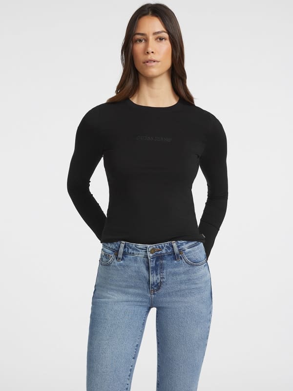 GUESS Slim Embroidered Long-Sleeve Tee