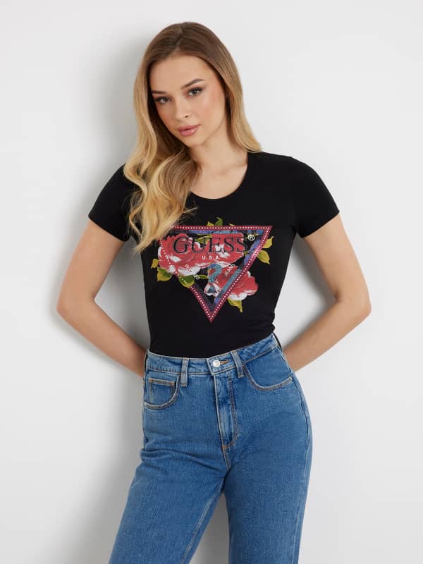 GUESS Camiseta Elástica Con Logotipo Floral