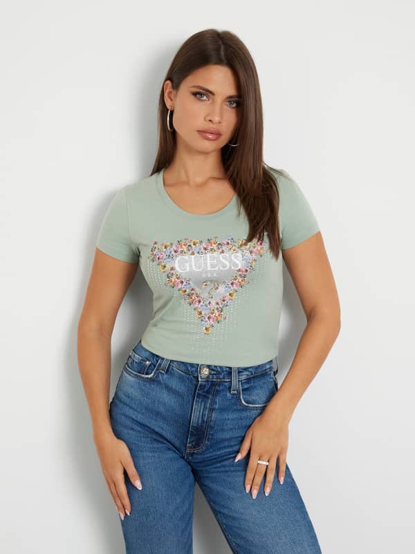 GUESS Camiseta Elástica Con Logotipo De Flores