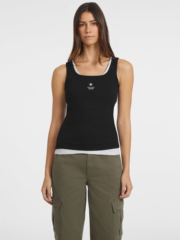 GUESS Slim Embroidered Star Tank