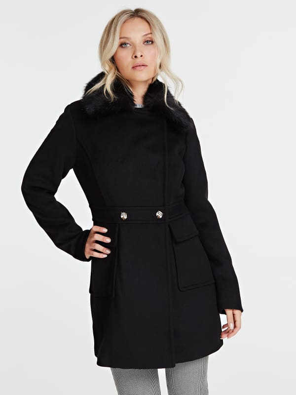 Guess Coat With Faux Fur Collar | ricciano UNITED KINGDOM