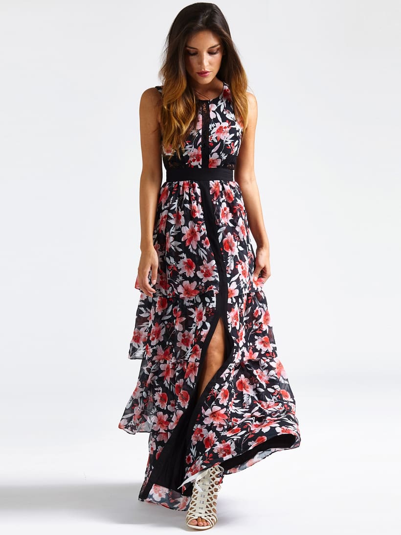 Vestito lungo fiori guess clearance