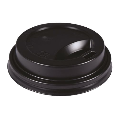 GuestSupply US | Plastic Lid for 9oz and 10oz Ripple Cup, Black