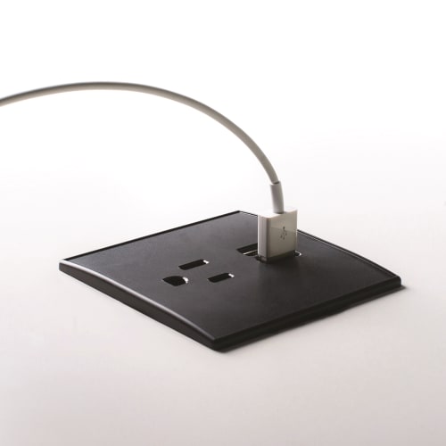 Brandstand CubiePodX In-Desk Power Charging Station, 1 Power Outlet, 2 USB  Ports, Black