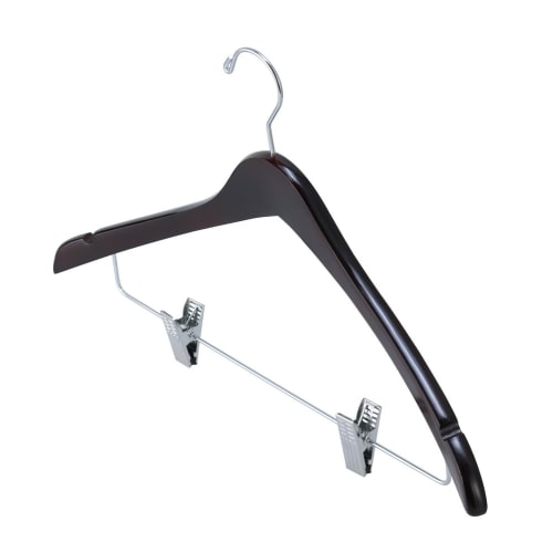 ladies dress hanger Women's Open Hook Hanger, Mahogany Finish w/Chrome Hardware