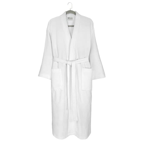 Oxford Superblend Velour Kimono Style Bathrobe, 100% Cotton, One Size  48x60, White