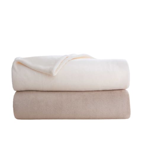 Martex Plush Blanket, 100% Polyester Microfiber, Full 80x90, Ivory