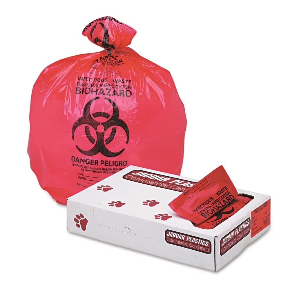 PSBM Biohazard Infectious Waste Bags - 45 Gallon Capacity, Red LLDPE Liners, 40" X 46" (Pack Of 60)