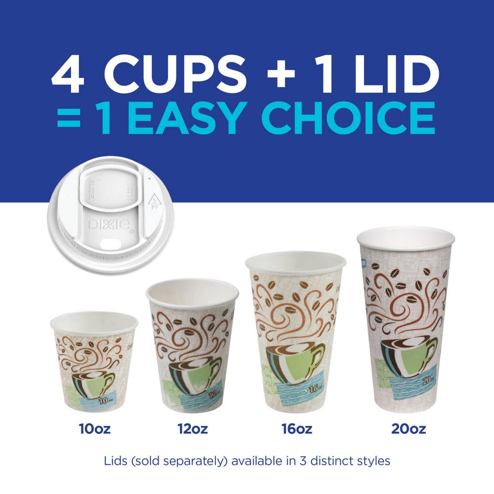 Dixie PerfecTouch Coffee Design Insulated Paper Hot Cup 8oz, Wrapped