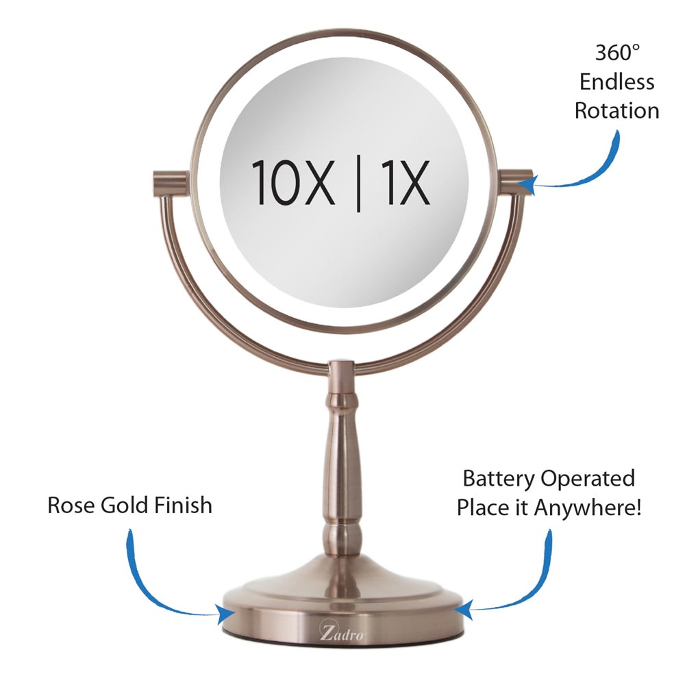 Zadro Cordless LED Vanity Mirror, 1x/10x Magnification, 7\, image size:1000x1000