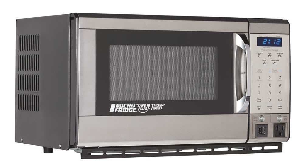 microwave with cigarette lighter plug MicroFridge® Microwave with Smoke Sensor & USB Charging Station, 0.7 Cu Ft,  700 Watts, Stainless