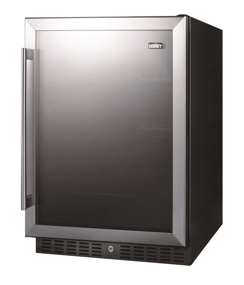 GuestSupply EE. UU. | Refrigerador Summit ADA, 5.0 Pies Cúbicos,  Descongelamiento Sin Escarcha, Puerta de Vidrio con Gabinete Negro, image size:857x1000