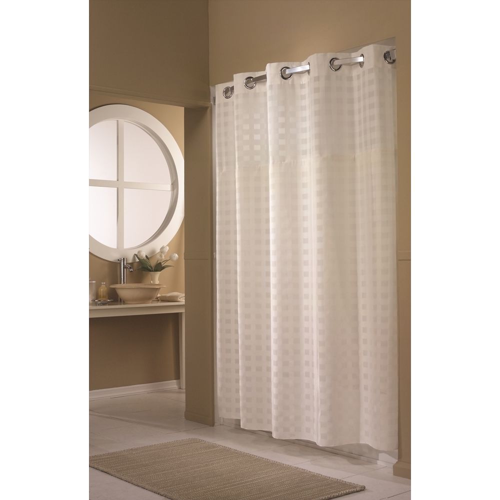 GuestSupply US  Hookless® Shimmy Square Shower Curtain with It's A Snap!®  Liner, 71x77, White