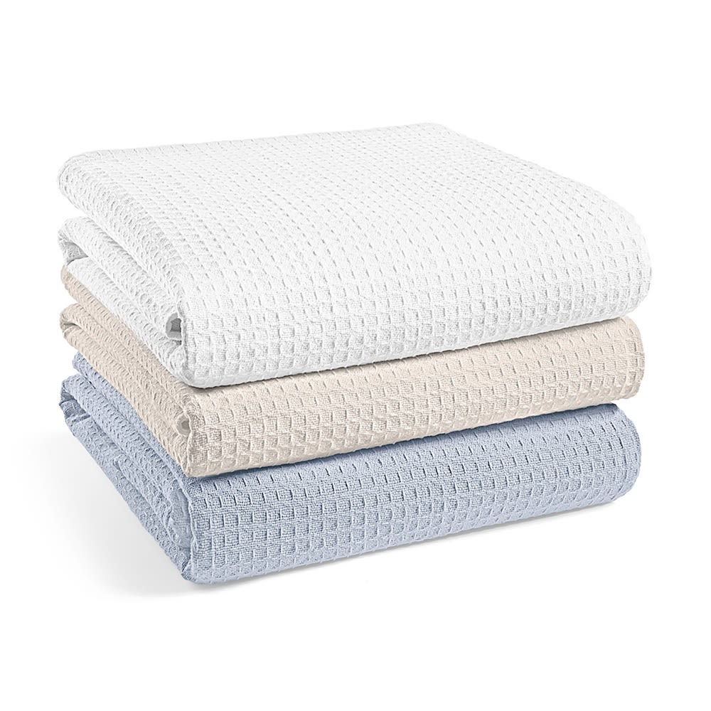 GuestSupply US  Centex Ribbed Fleece Blanket, Queen 90x90, 2.73 lbs, Ivory