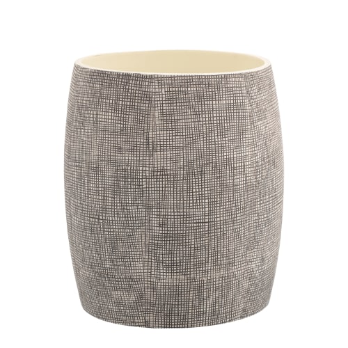 Portaoggetti Da Bagno Damasco Collection: Cestino Rifiuti In Resina, Bianco E Grigio, Antiruggine