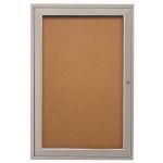 GuestSupply US | Ghent 1 Door Enclosed Cork Bulletin Board, Natural and ...