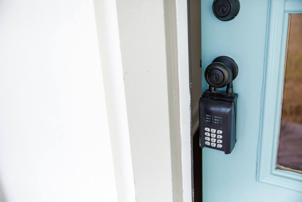 A push-button lock is one type of lockbox