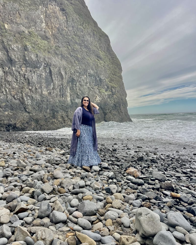 Jessica and her family on their bus adventure