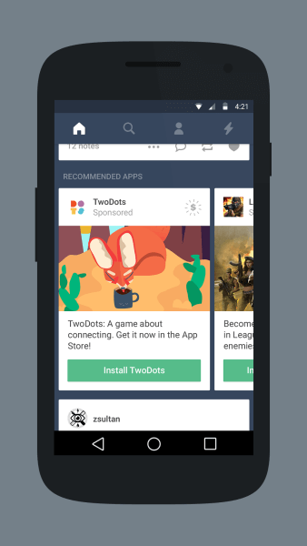 Tumblr Sponsored Apps