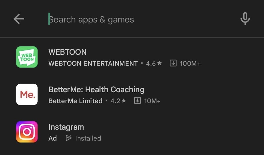 google play store search ad experiment