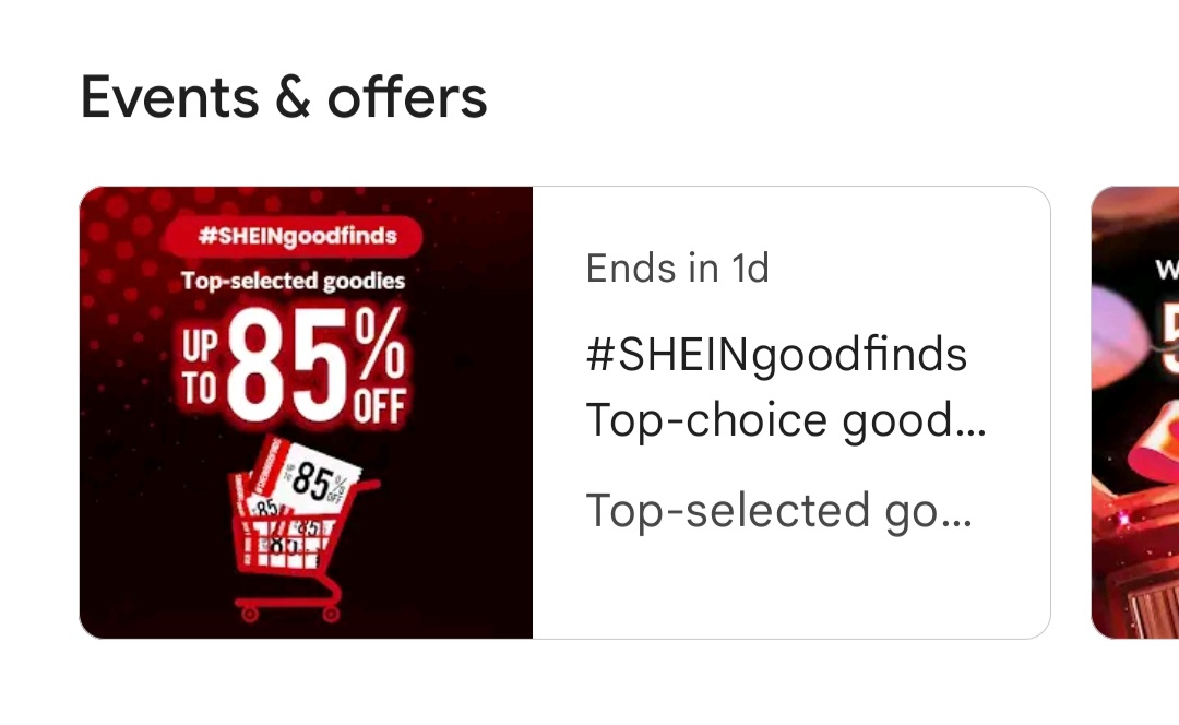 SHEIN app store discount 85%