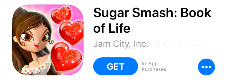 sugar smash book of life app icon for valentine's day