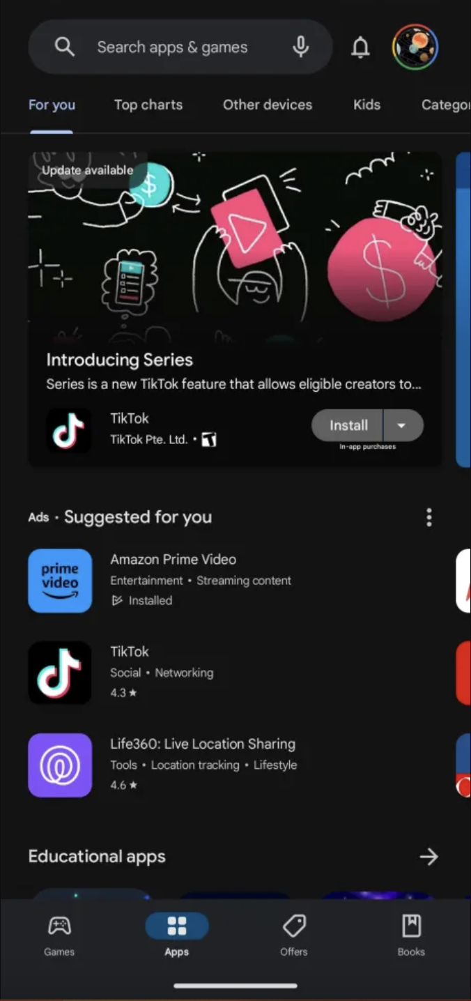 Google Play Store New Dark Theme