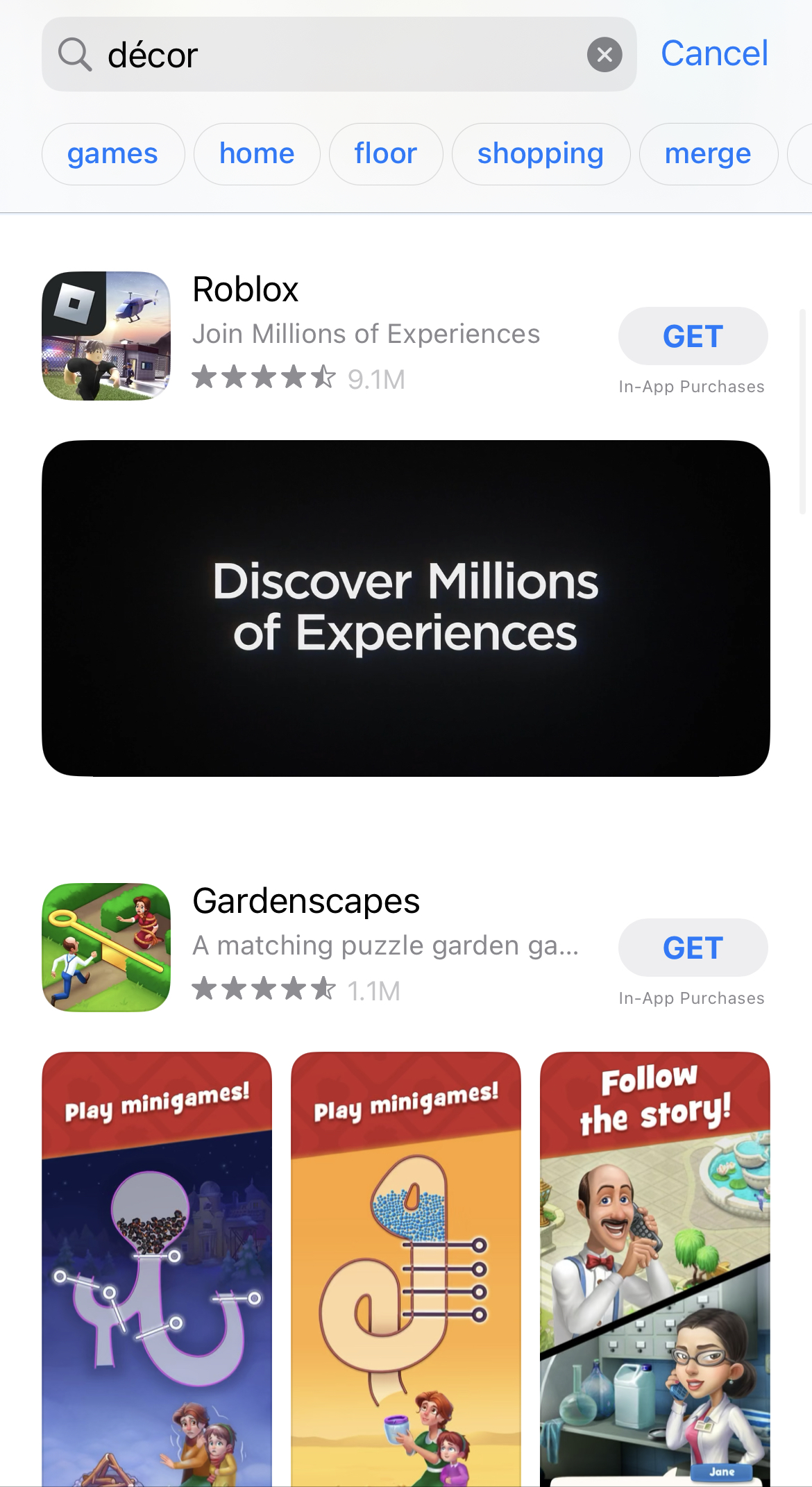 decor app store search results