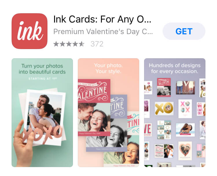 ink cards apple app store app listing with icon and screenshots