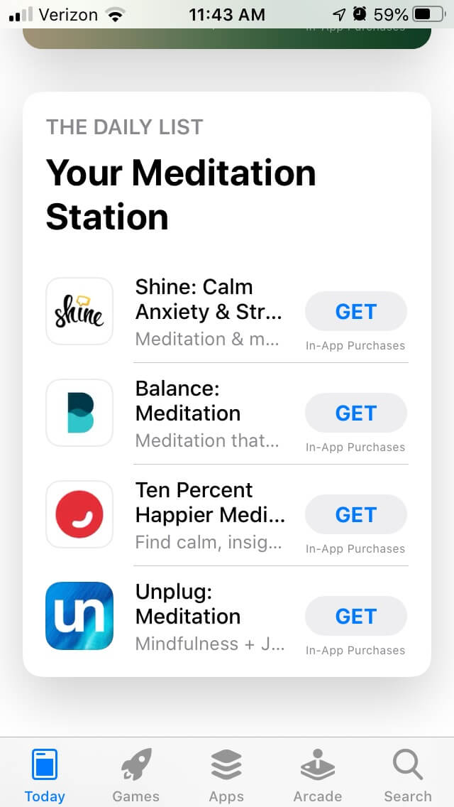 meditation apps apple app store