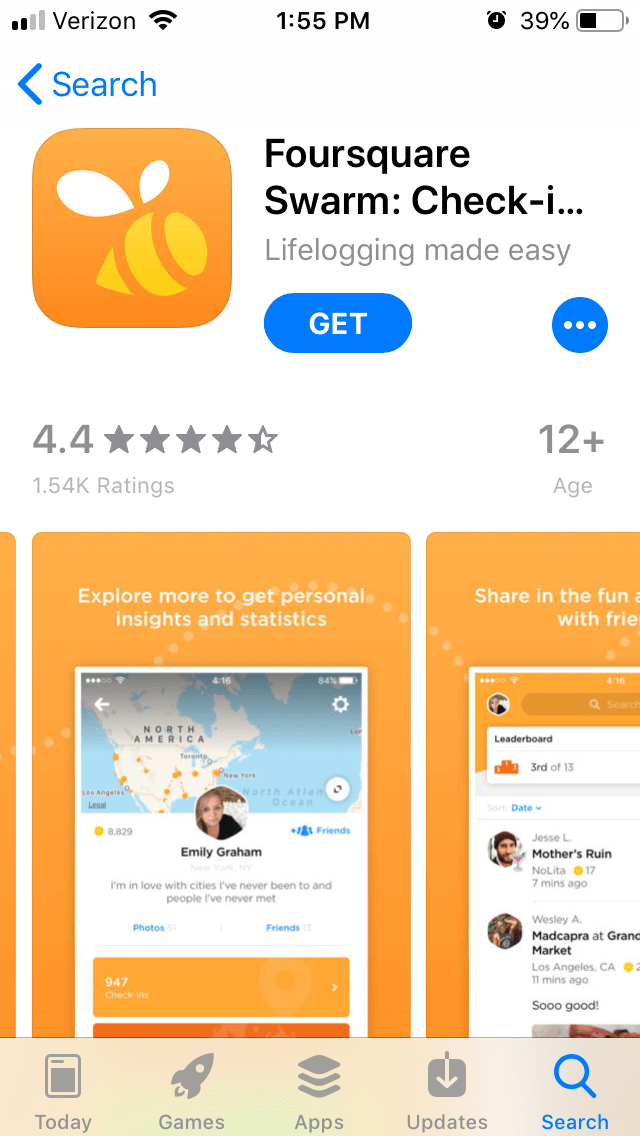 Foursquare Swarm iOS