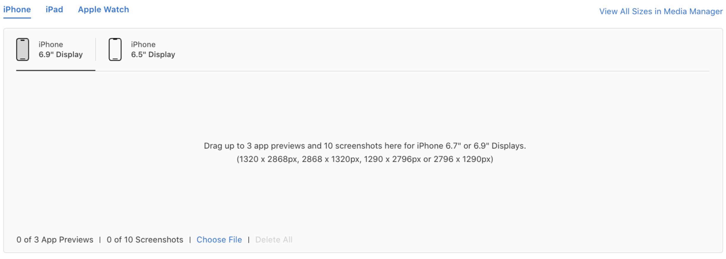 App Store Connect iPhone Screenshot Sizes