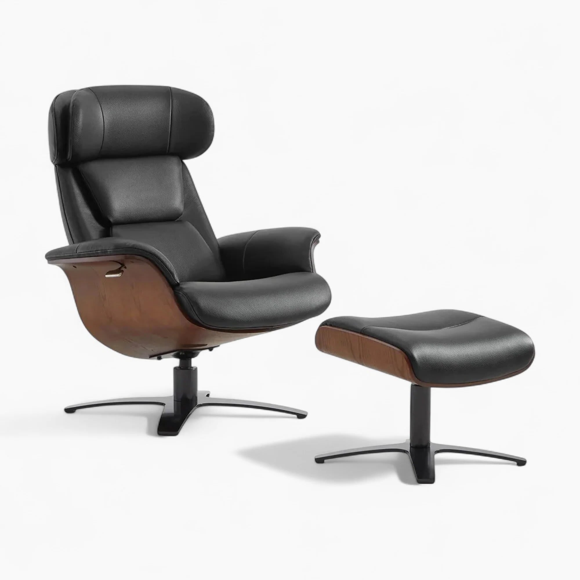 Elvin Leather Recliner and Ottoman Replica Black 1 | Sohnne® Elvin Leather Recliner and Ottoman Replica Black 1 - elvin leather recliner