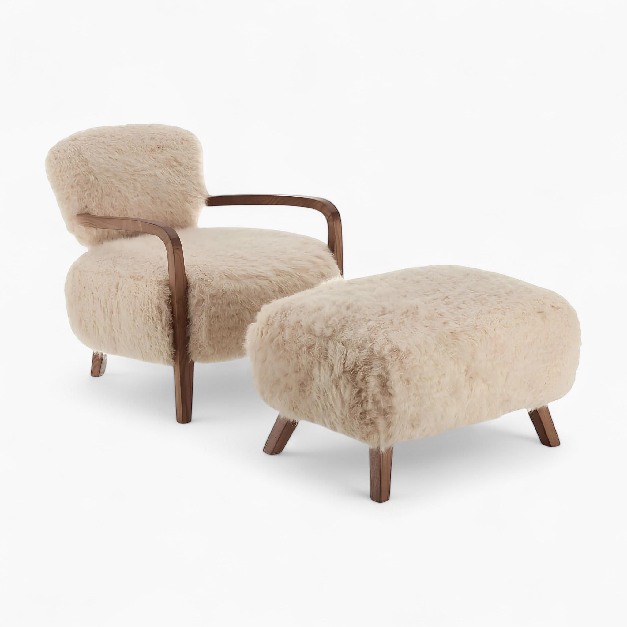 Yeti Sheepskin Armchair and Ottoman Replica 1 | Sohnne® Yeti Sheepskin Armchair and Ottoman Replica 1 - Yeti Sheepskin
