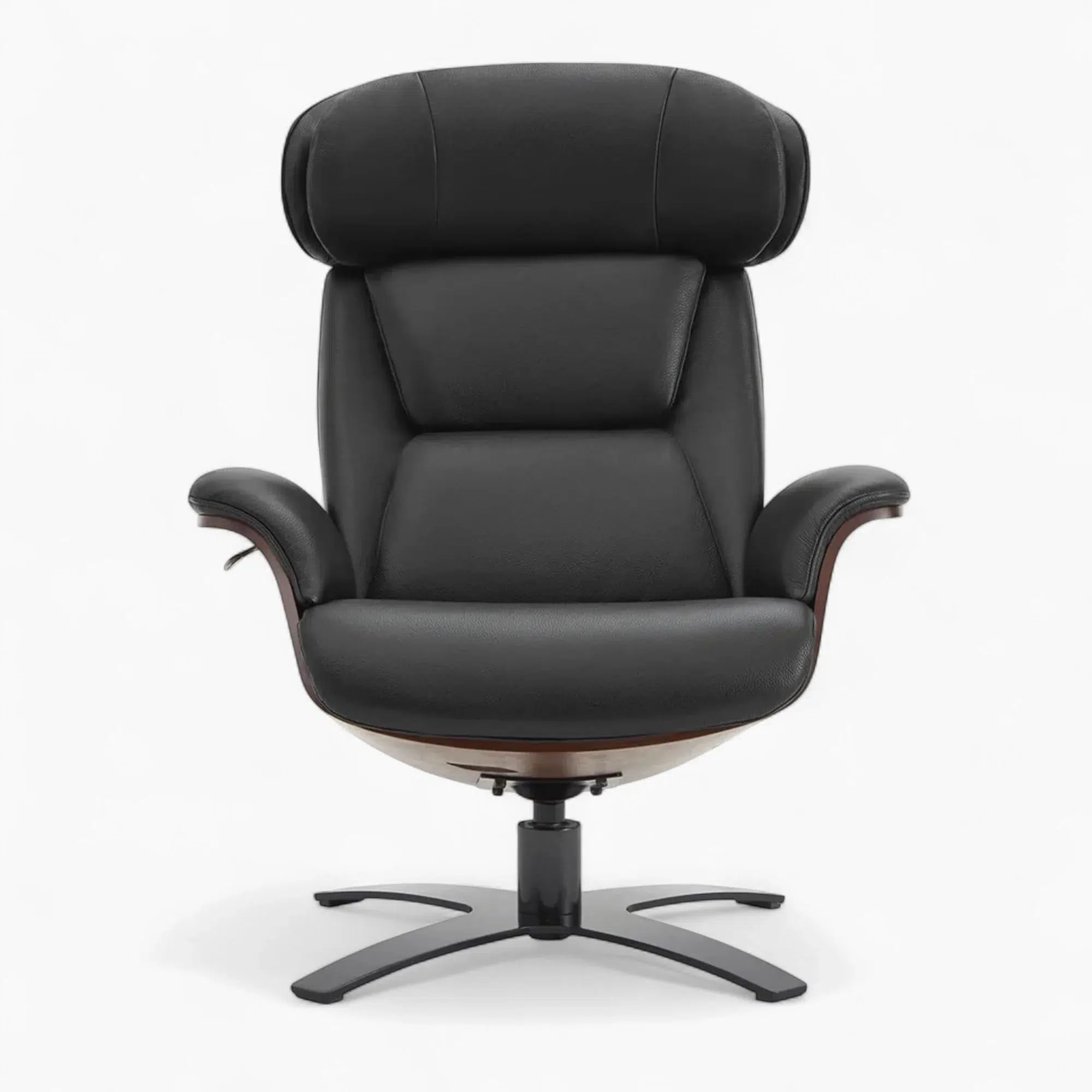 Elvin Leather Recliner and Ottoman Replica Black 3
