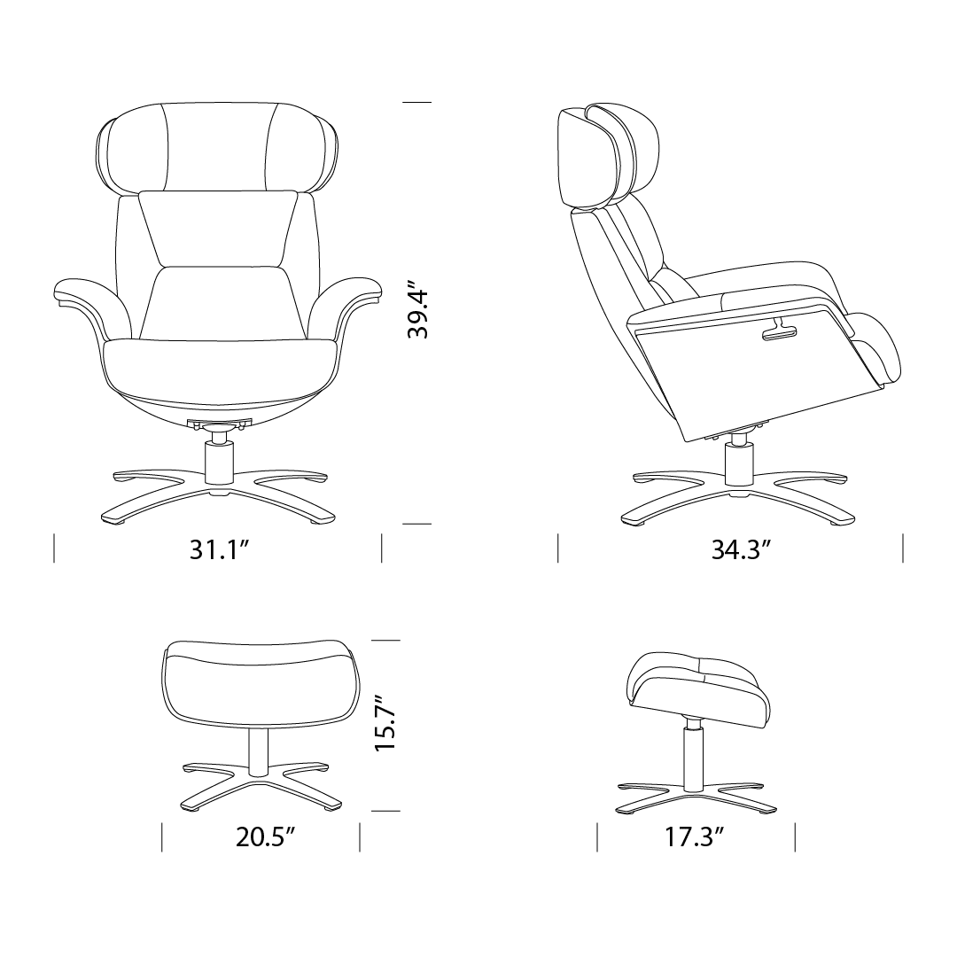 Elvin Leather Recliner and Ottoman Replica Dimensions Mobile