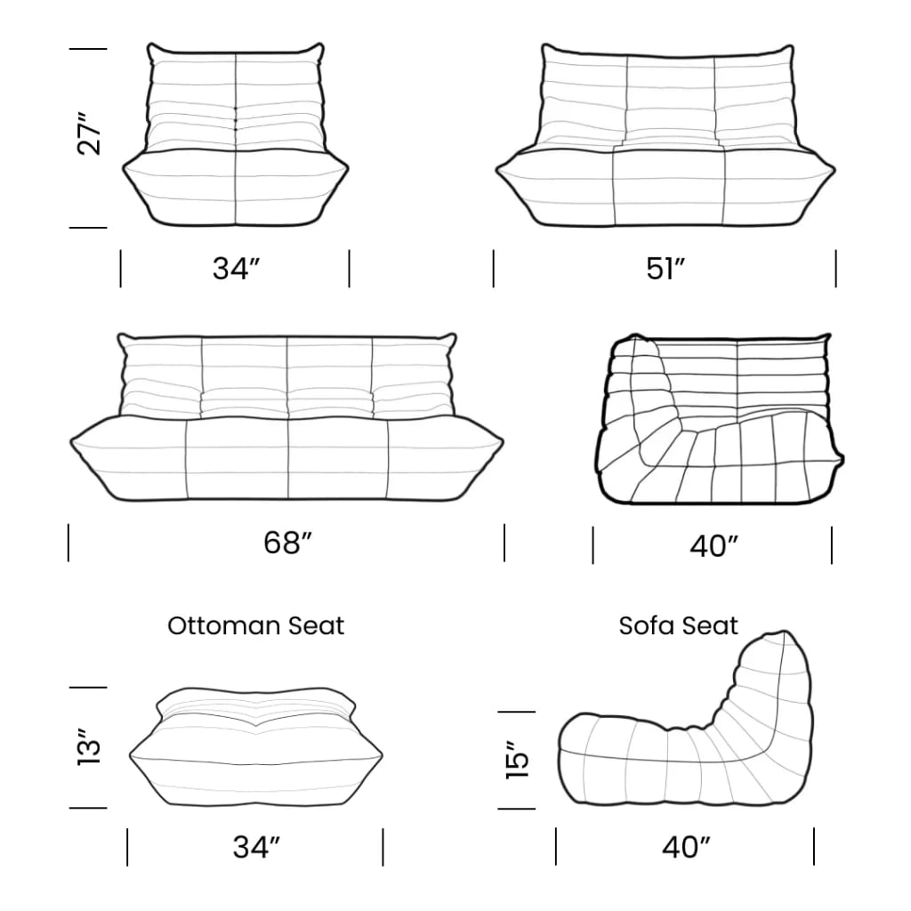Togo Configuration Mobile Dimensions | Sohnne® Togo Configuration Mobile Dimensions - Togo Configuration