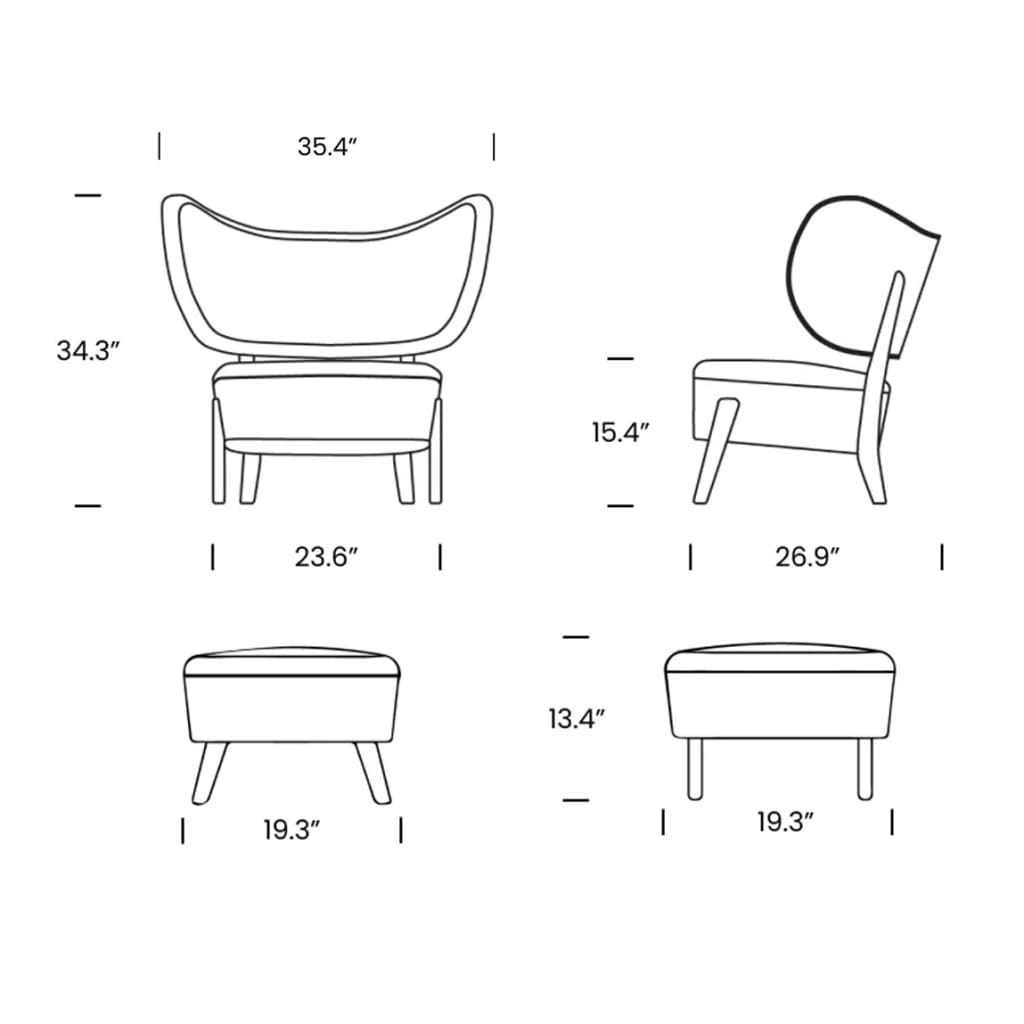 Dimensions TMBO Lounge Chair with Ottoman Mobile | Sohnne® Dimensions TMBO Lounge Chair with Ottoman Mobile - TMBO Lounge Chair with Ottoman Replica