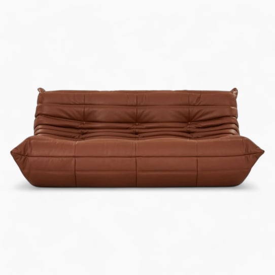 Togo Sofa Brown Leather 3 - Togo Sofa,  tree seater