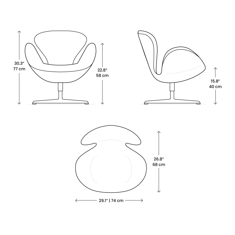 Dimensions Swan Chair Mobile | Sohnne® Dimensions Swan Chair Mobile - Swan Chair Replica